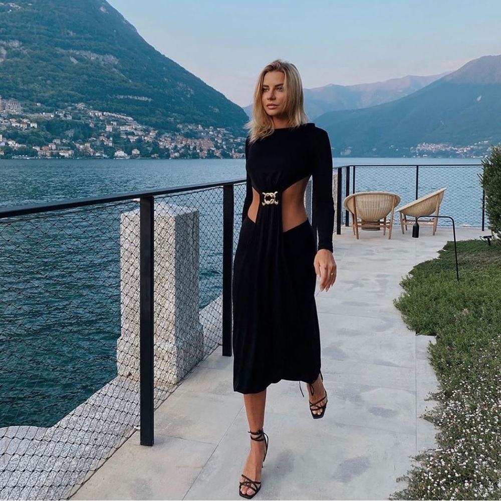 DoDo Bar Or Tina Buckle-Detailed Cutout Crepe Dress